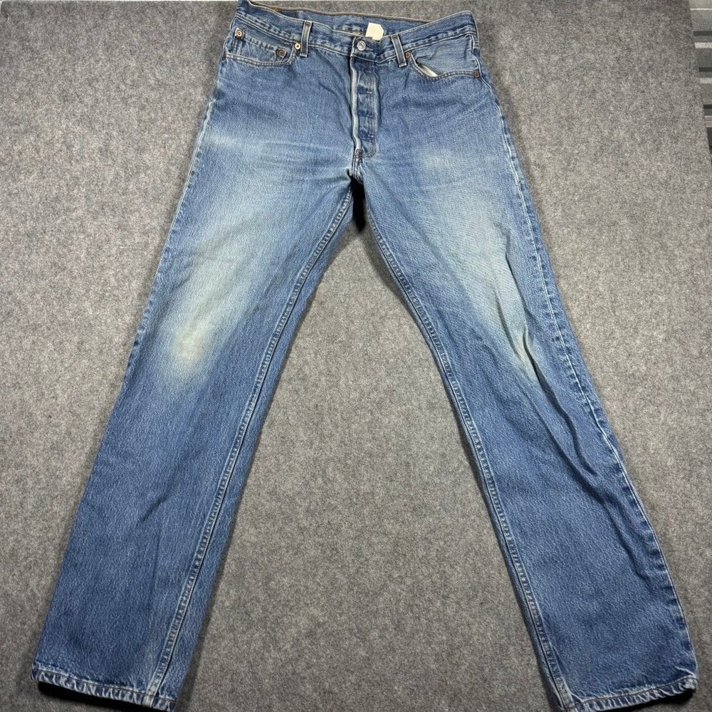 Levis 501 Original Fit Mens Blue Straight Leg Denim Jeans 34x31 Medium Wash
